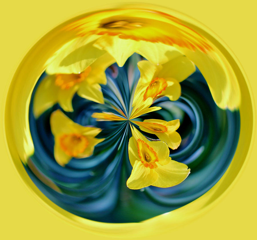 Abstract Digital Art - Daffodil Orb by Cynthia Guinn