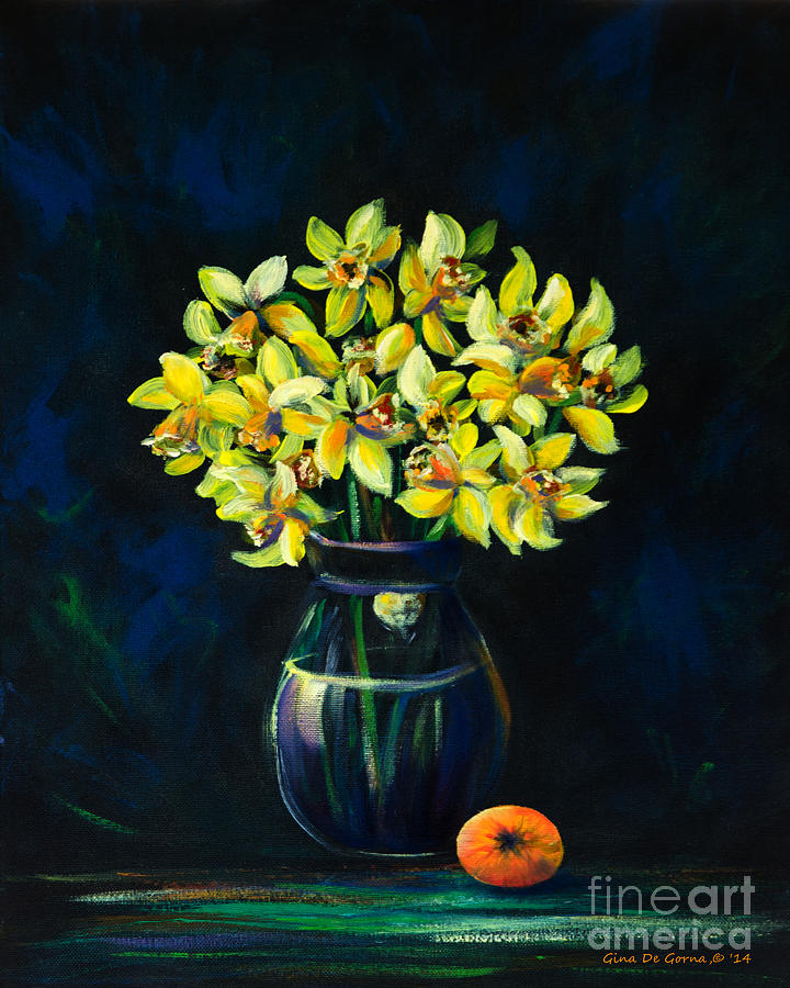 Daffodils and Fruit Painting by Gina De Gorna