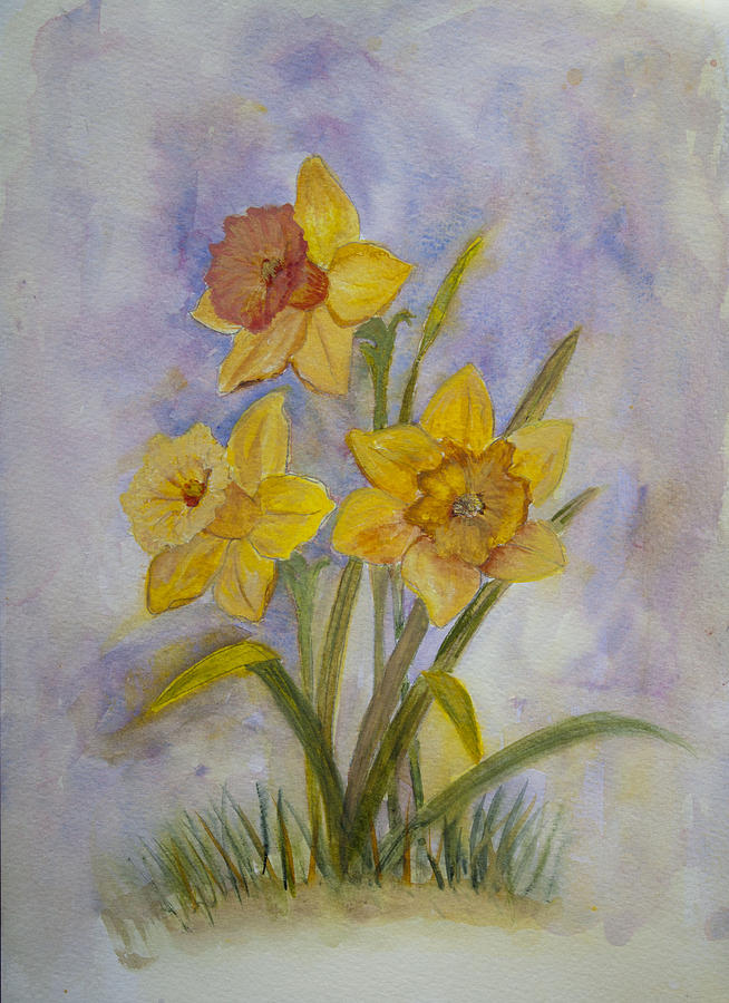 Daffodils Painting by Donna Walsh