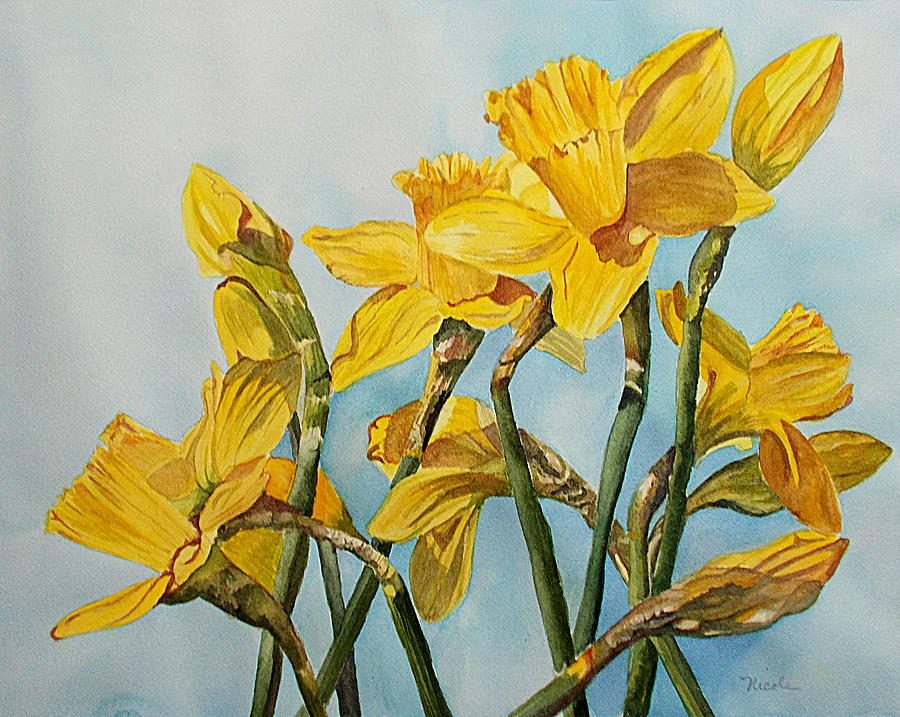 Daffodils Painting by Nicole Curreri | Fine Art America