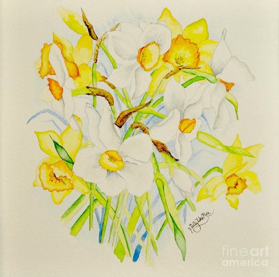 Easter Painting - Daffodils  by Sally Tiska Rice