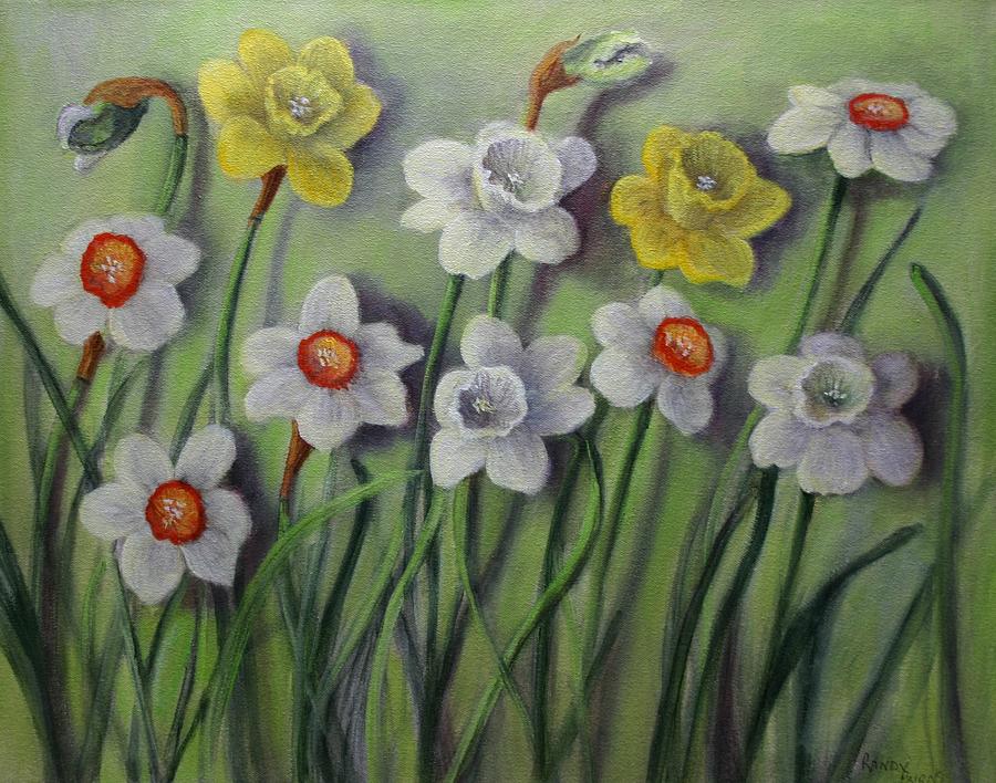 Daffodils Swaying Painting by Rand Burns