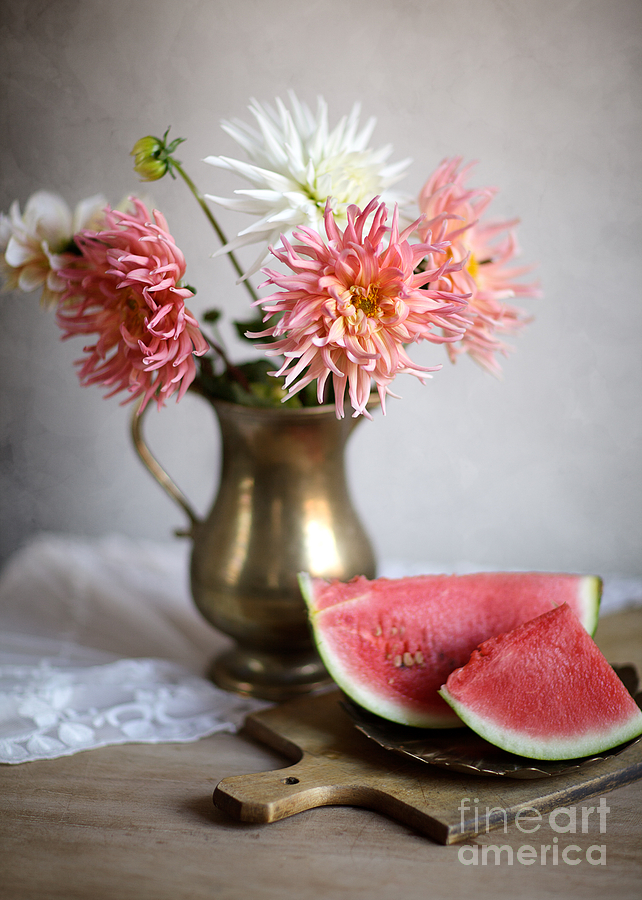 Vintage Photograph - Dahlia and Melon by Nailia Schwarz