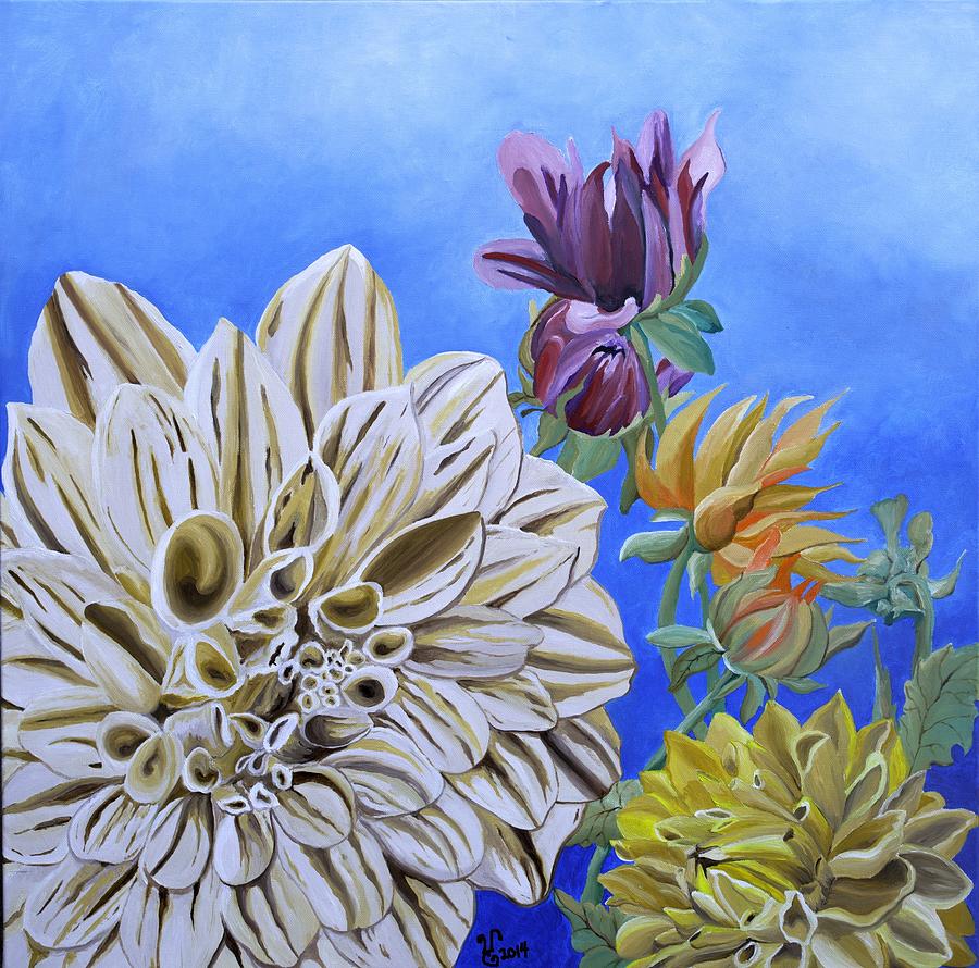 Flower Painting - Dahlias II by Yabette Swank