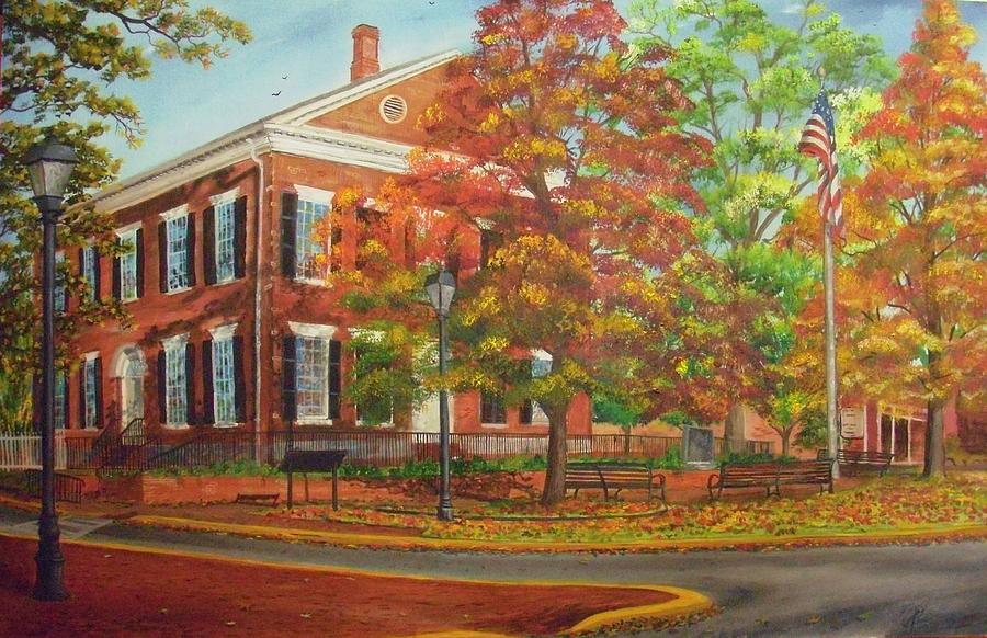 Dahlonegas Gold Museum in Autumn Painting by Nicole Angell