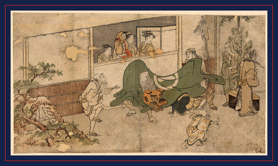 Actor Drawing - Daikagura, Lion Dance Of A Daikagura Performance. Ca by Kitagawa, Utamaro (1753 ? 1806), Japanese