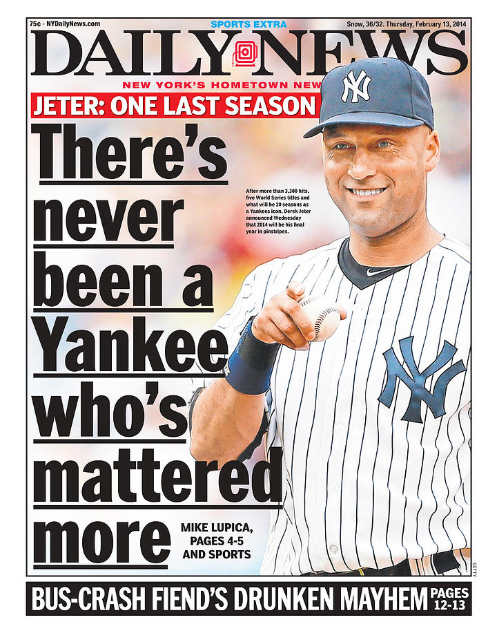 Daily News Front Page Derek Jeter Photograph by New York Daily News