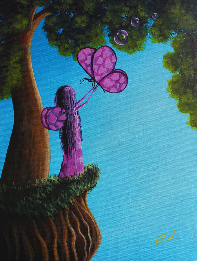Tree Painting - Dairy Fairy Original Colorful Artwork by Moonlight Art Parlour