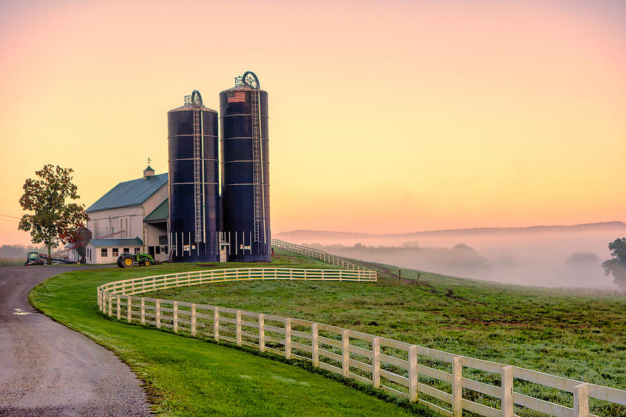 Architecture Photograph - Dairy Farm at Dawn by Dancasan Photography