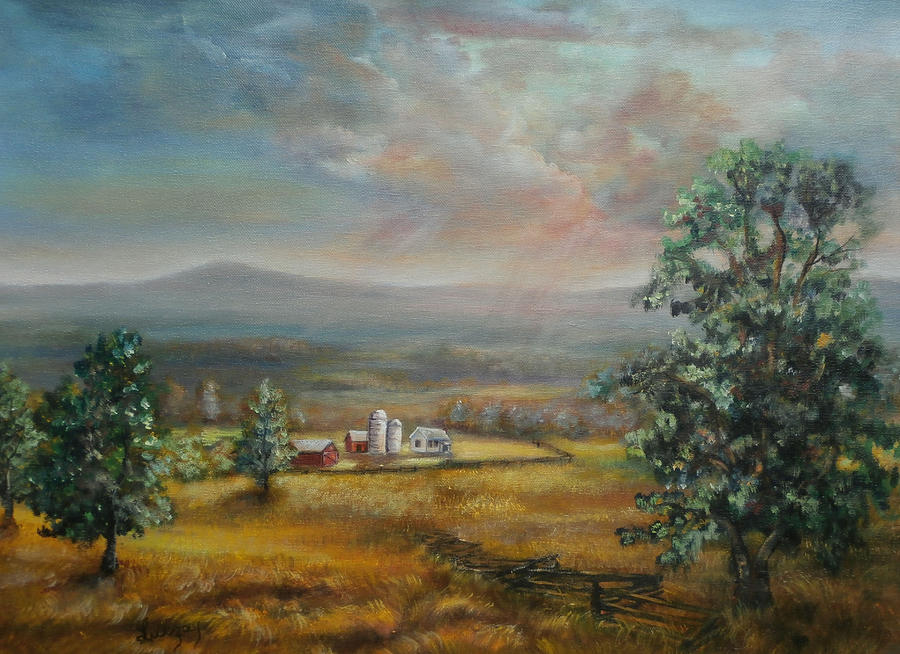 Dairy Farm Pennsylvania Painting by Katalin Luczay