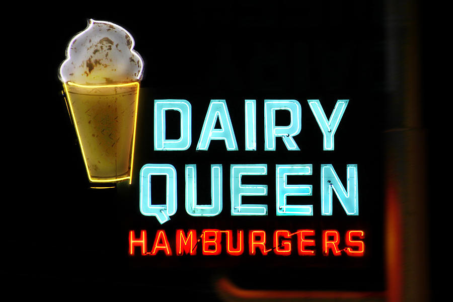 Dairy Queen Neon Sign - Route 66 Photograph by Mike McGlothlen