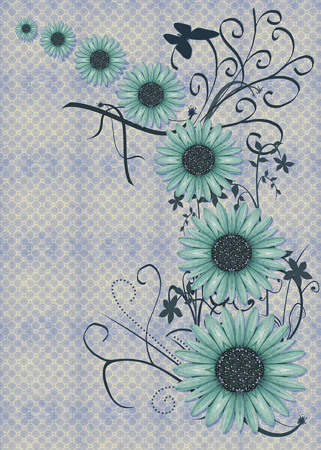 Daisies design - s01-29a Digital Art by Variance Collections