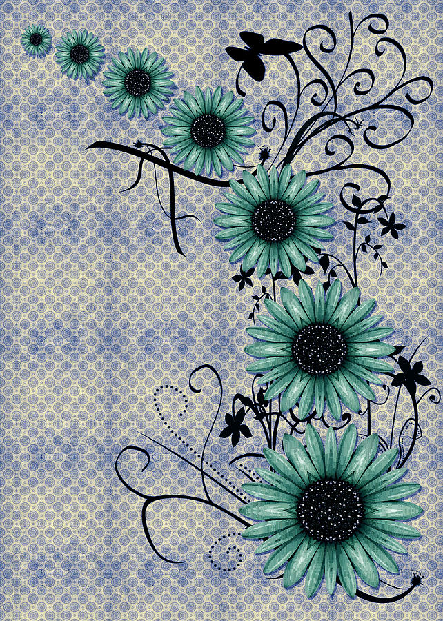 Daisy Digital Art - Daisies design - s01-29c by Variance Collections