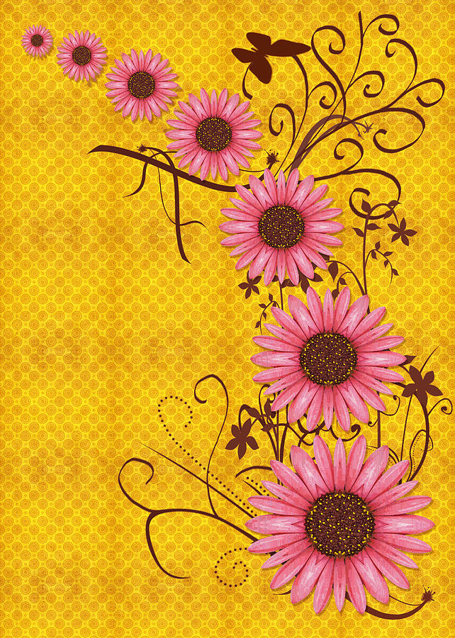 Daisy Digital Art - Daisies Design - s01y by Variance Collections
