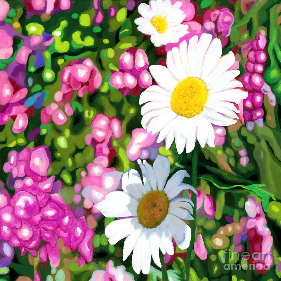 Daisies in Bed Painting by Jackie Case