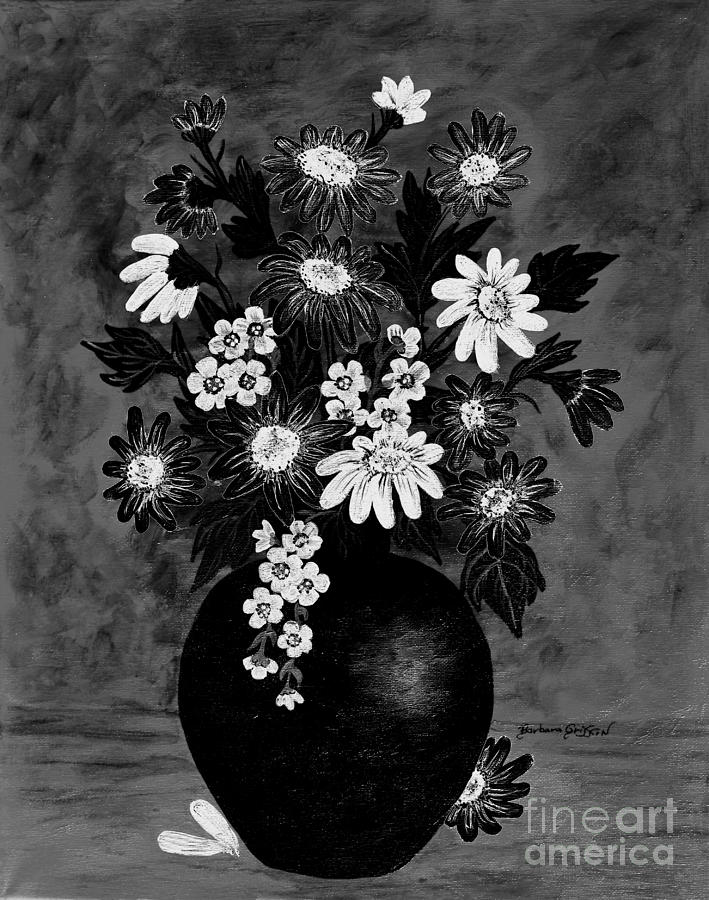 Daisies in Black and White Painting by Barbara A Griffin