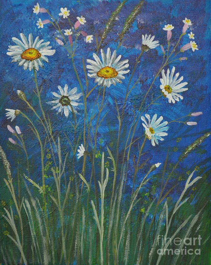Daisies Painting by Sally Tiska Rice