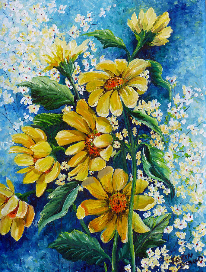 Flower Painting - Daisy Breath by Karin  Dawn Kelshall- Best
