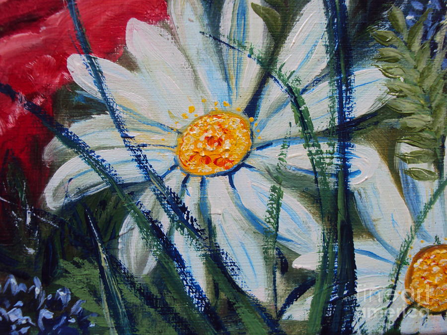 Red Flowers Painting - Daisy   by Drinka Mercep