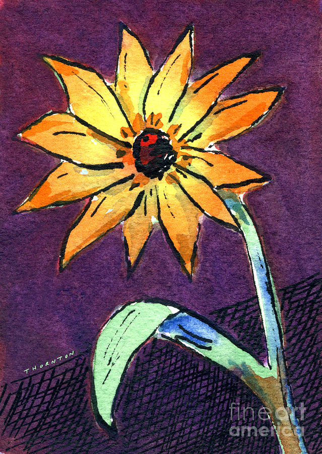 Daisy on Dark Background Painting by Diane Thornton