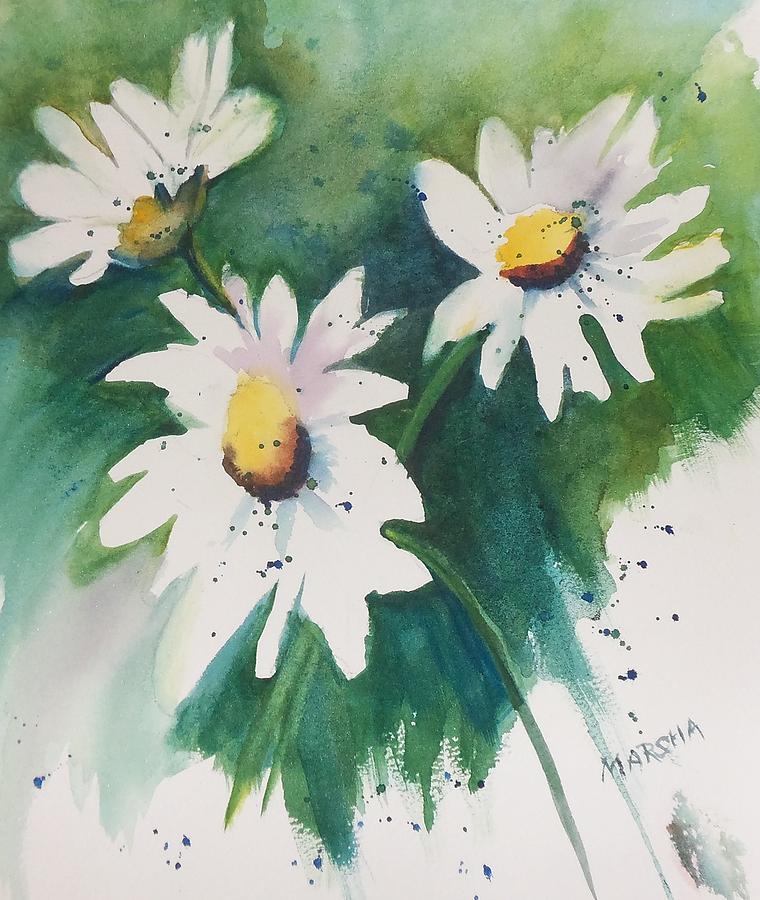 Daisy Print Painting by Marsha Woods