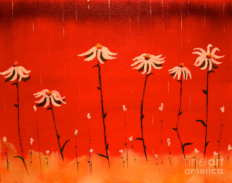 Daisy Rain Painting by Denise Tomasura