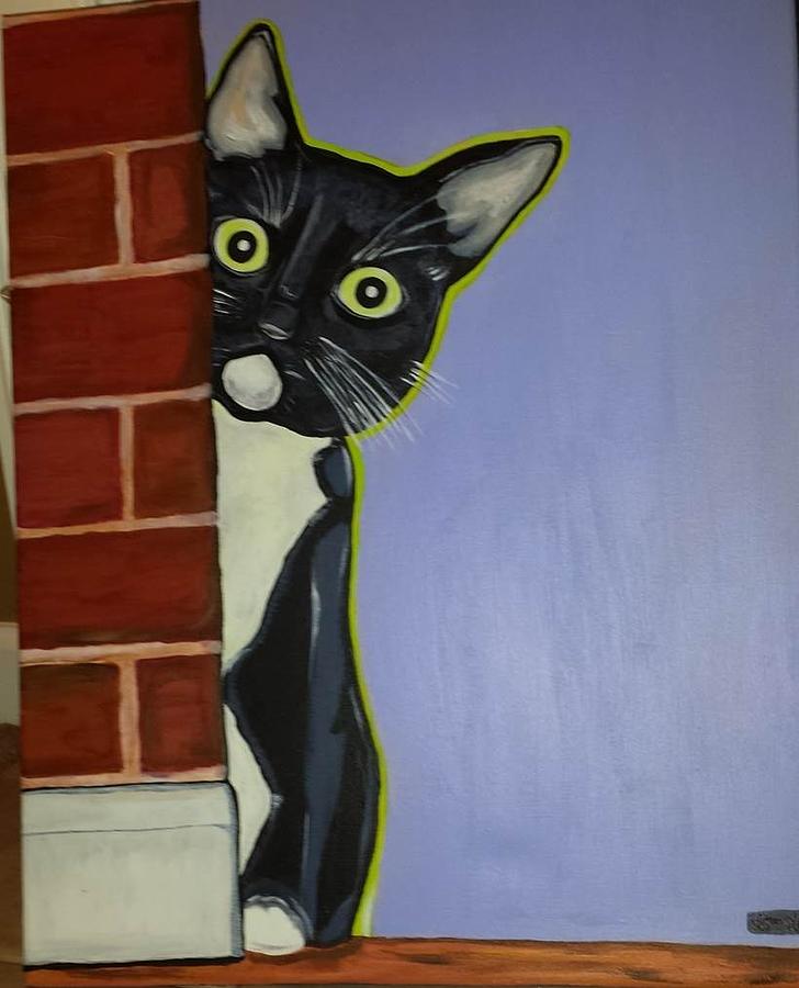 Daisy The Peeking Cat Painting by Lauren Elizabeth - Fine Art America
