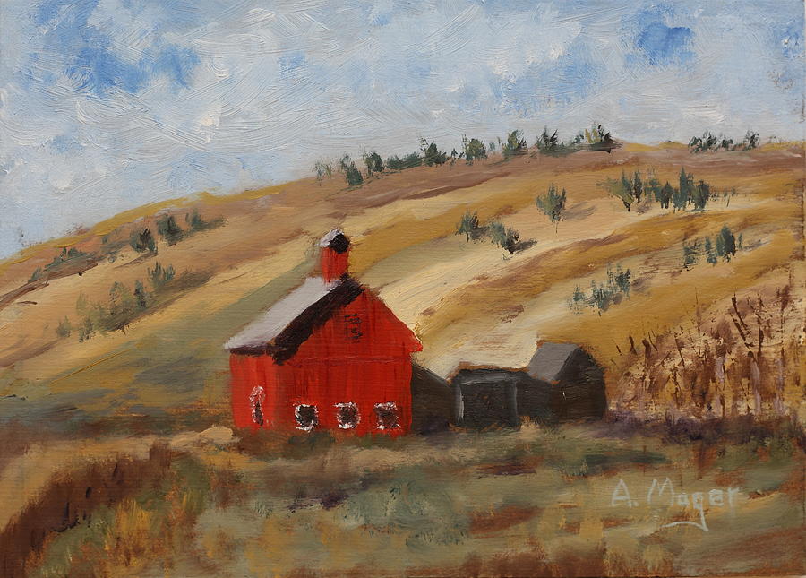 Landscape Painting - Dakota Barn by Alan Mager