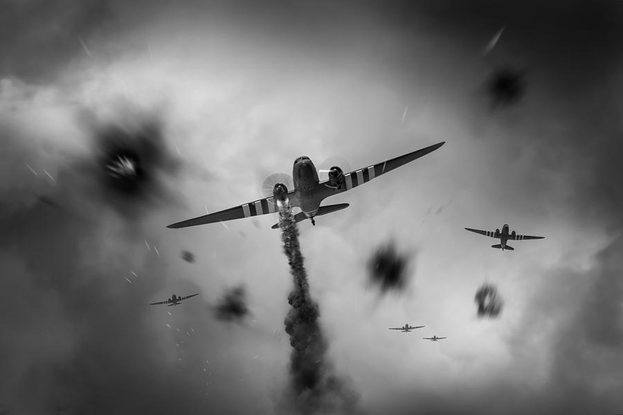 Dakotas at Arnhem black and white version Photograph by Gary Eason