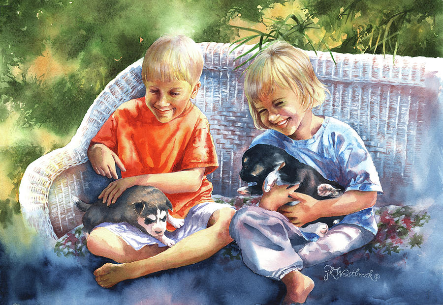 Dakotas Puppies Painting by Jill Westbrook