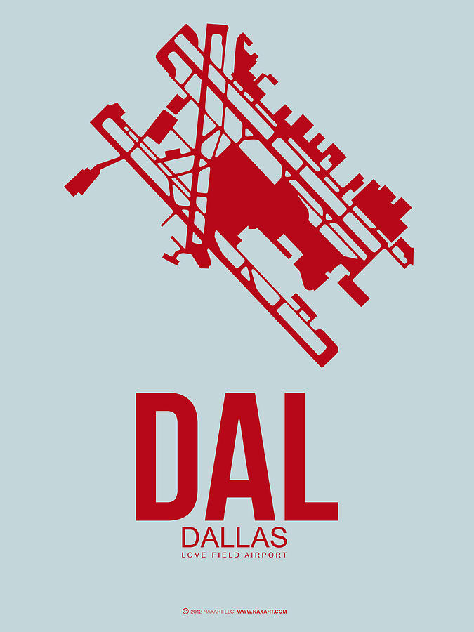 Dallas Digital Art - DAL Dallas Airport Poster 3 by Naxart Studio