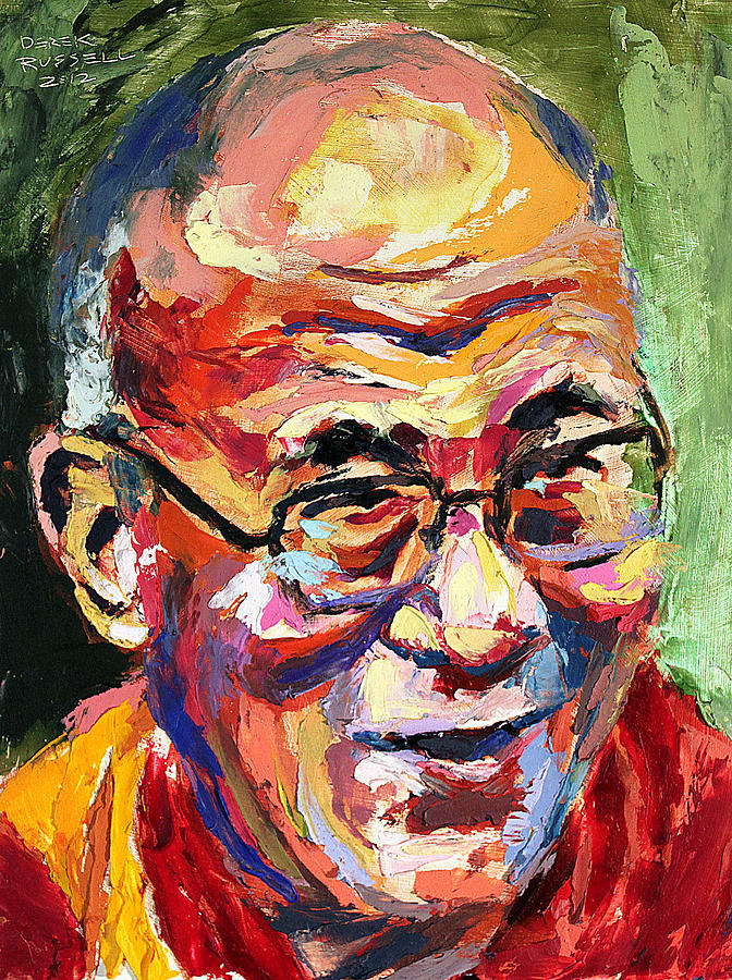 Dalai Lama Painting by Derek Russell