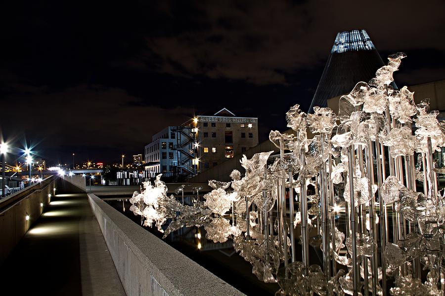 Dale Chihuley Exhibit Outdoors @ Night - Museum of Glass Tacoma WA Photograph by Rob Green