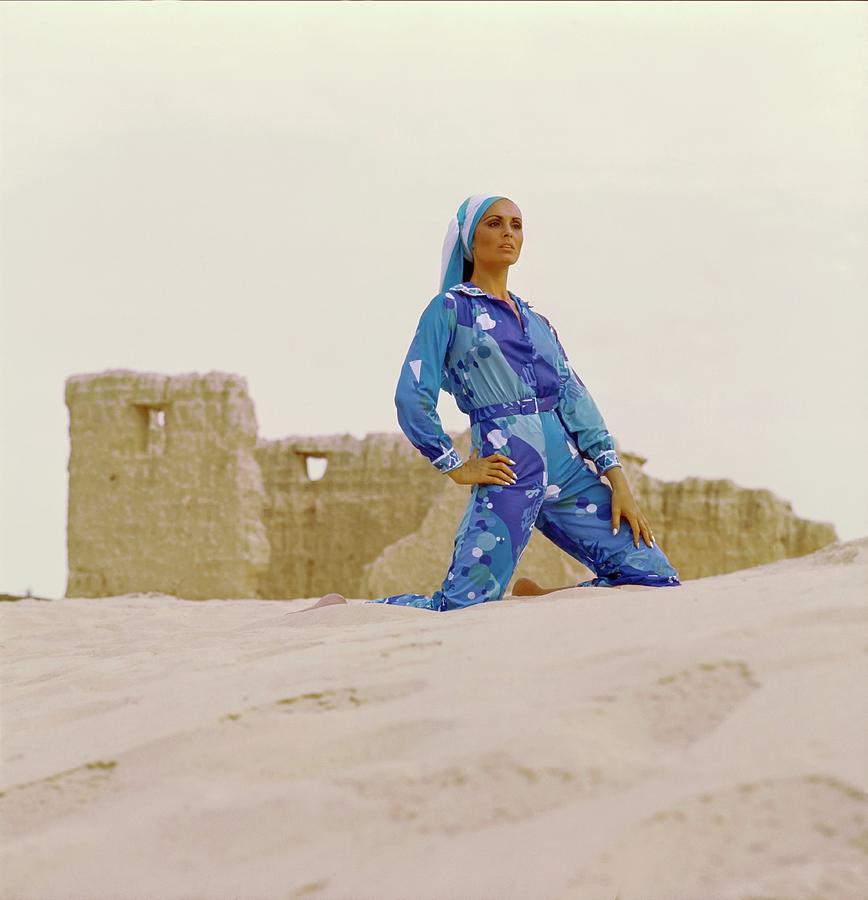 Daliah Lavi Wearing A Print Jumpsuit Photograph by John Cowan