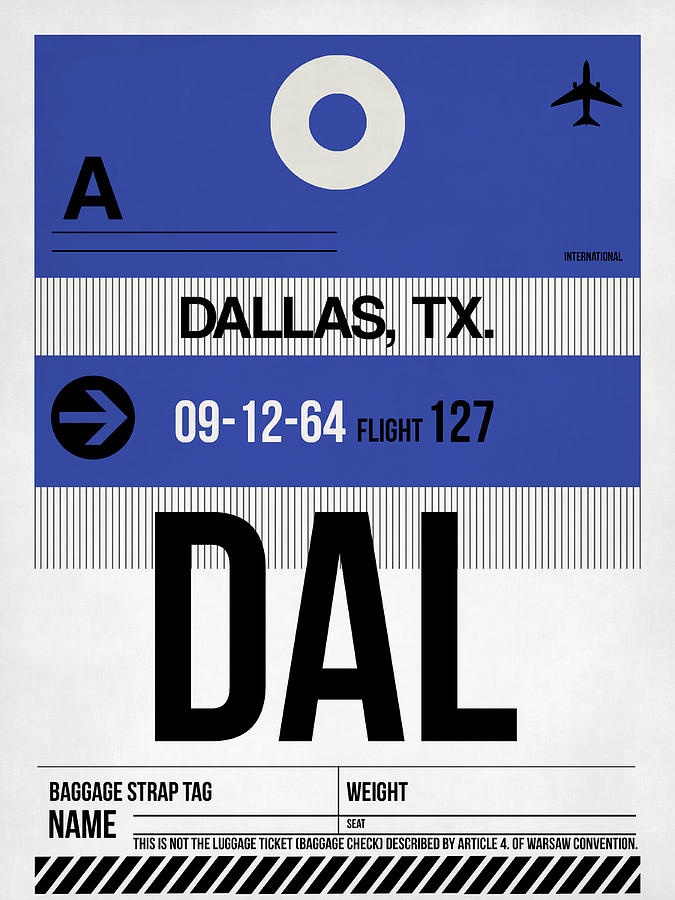 Dallas Digital Art - Dallas Airport Poster 1 by Naxart Studio