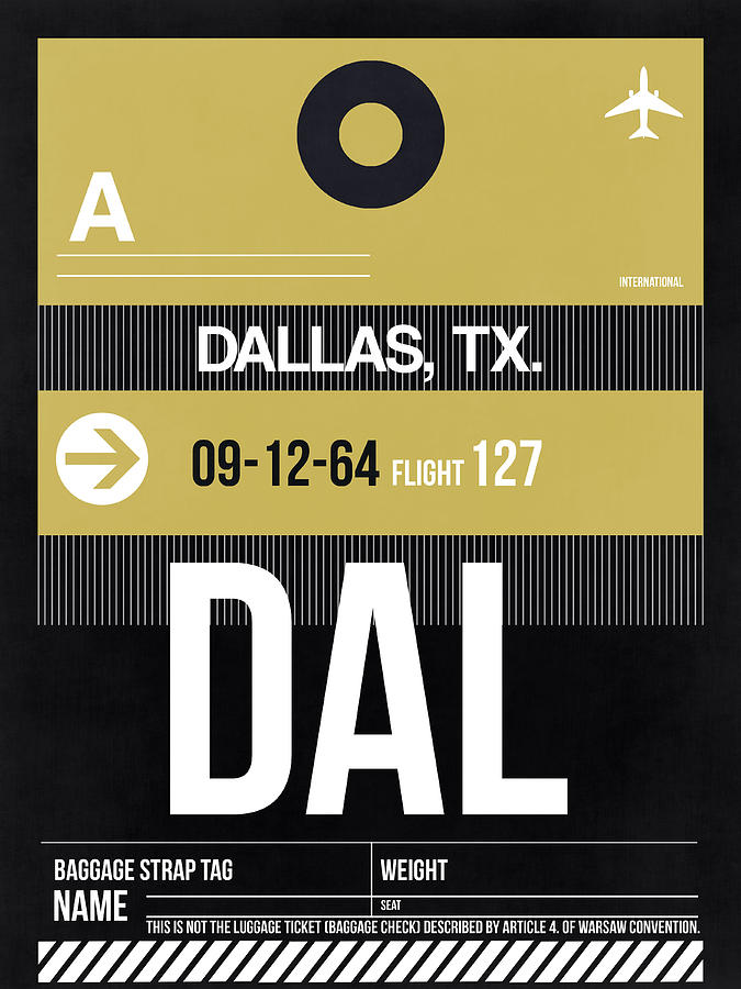 Dallas Digital Art - Dallas Airport Poster 2 by Naxart Studio