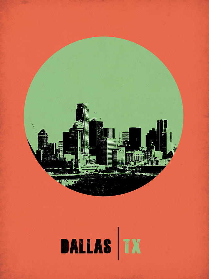 Dallas Digital Art - Dallas Circle Poster 2 by Naxart Studio