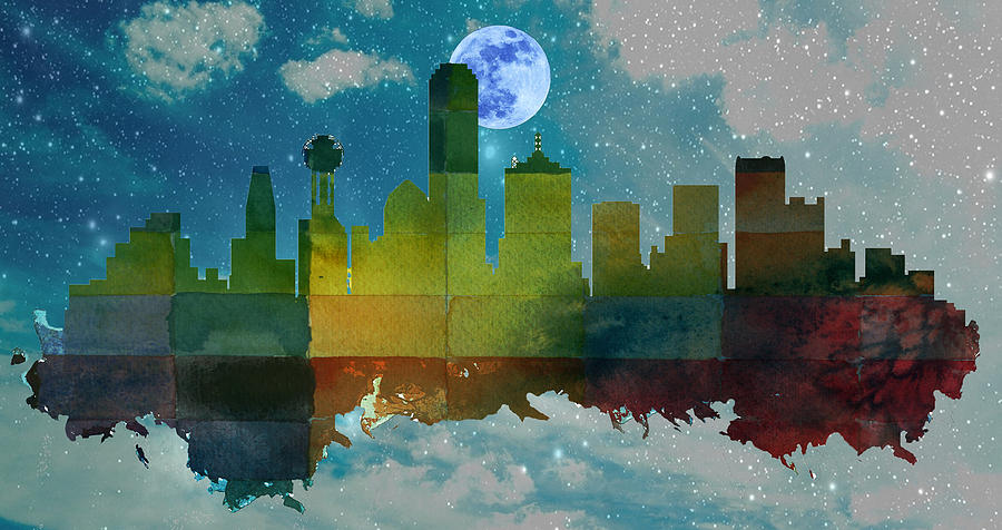 Dallas City Skylines Silhouette #2 Painting by MotionAge Designs