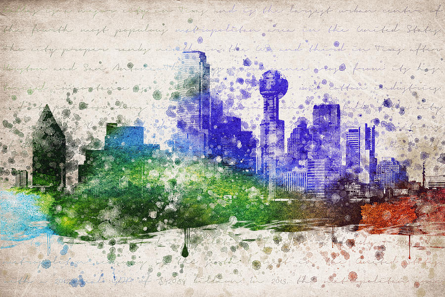 Dallas Drawing - Dallas in Color by Aged Pixel