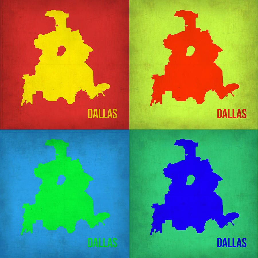 Dallas Map Painting - Dallas Pop Art Map 1 by Naxart Studio