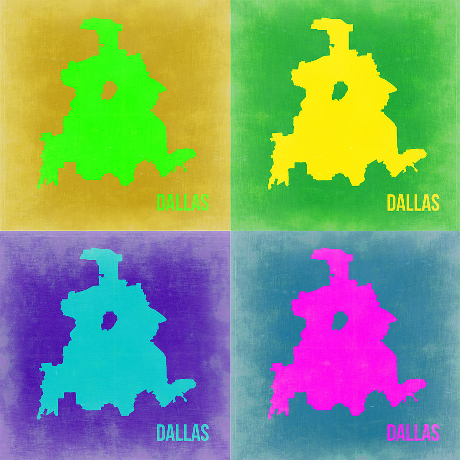 Dallas Map Painting - Dallas Pop Art Map 2 by Naxart Studio