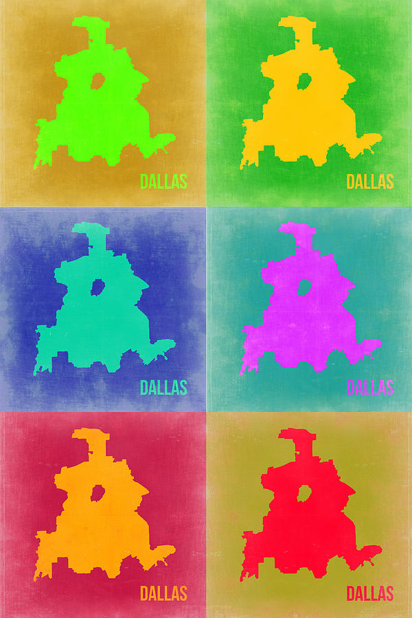 Dallas Map Painting - Dallas Pop Art Map 3 by Naxart Studio