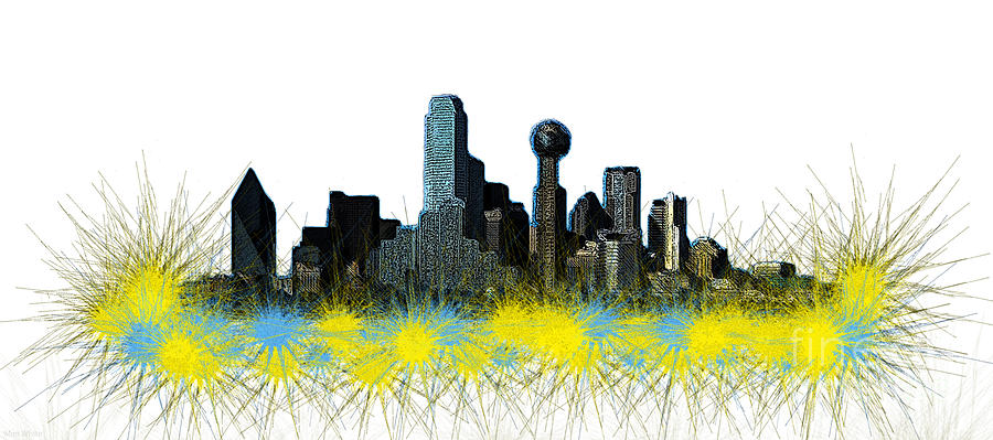 Dallas Skyline Digital Art by Mim White