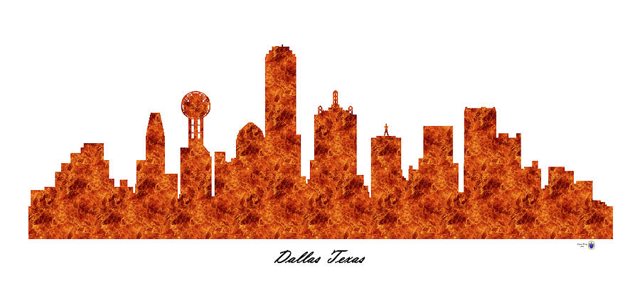Dallas Texas Raging Fire Skyline Digital Art by Gregory Murray