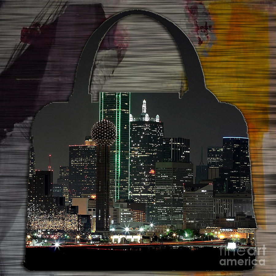 Handbag Mixed Media - Dallas Texas Skyline in a Purse by Marvin Blaine