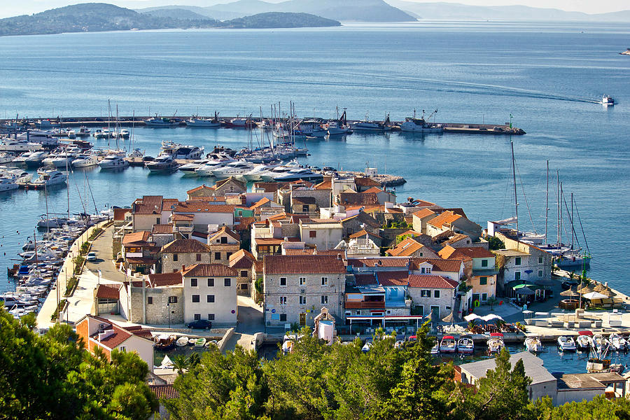 Dalmatian town of Tribunj Vodice aerial view Photograph by Brch Photography
