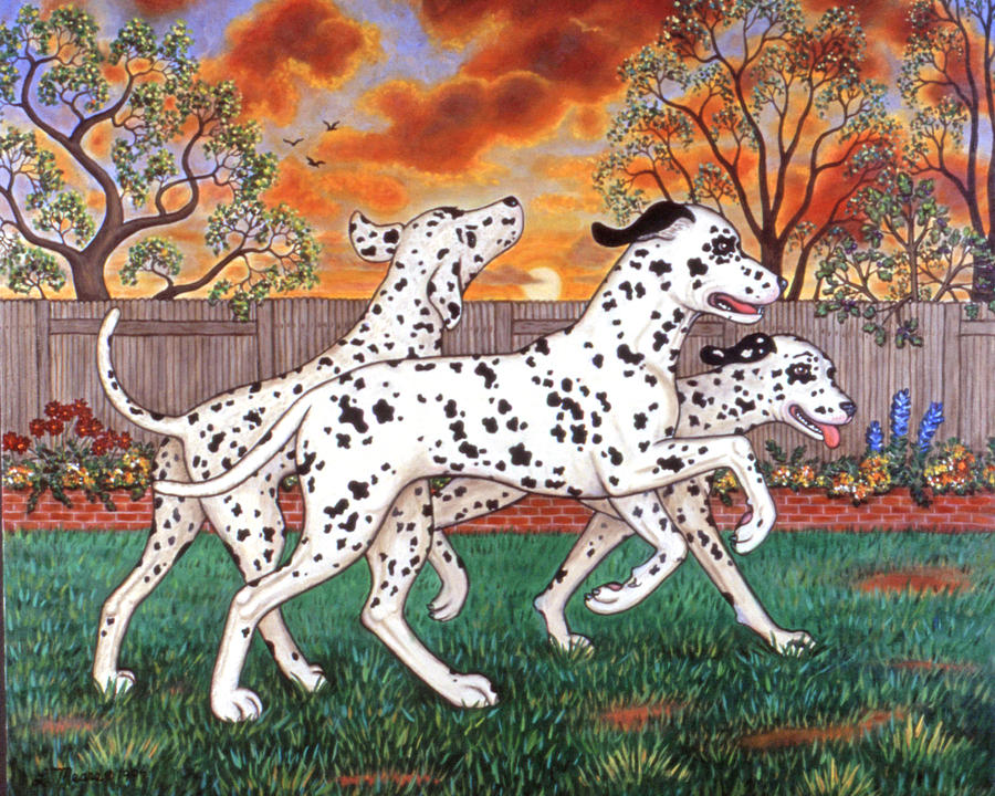Dog Painting - Dalmatians Three by Linda Mears