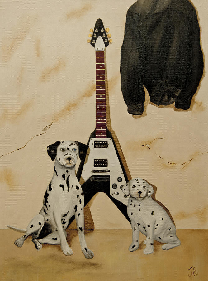 Dalmation Pups and the Flying V Painting by John Stuart Webbstock