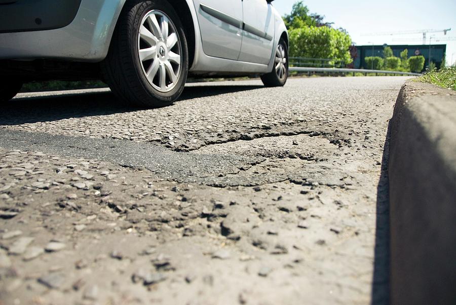 Transportation Photograph - Damaged Road Surface by Trl Ltd./science Photo Library