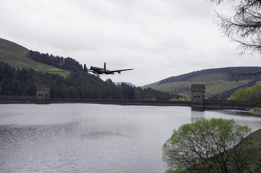Dambusters Lancaster at the Derwent Dam Photograph by Gary Eason